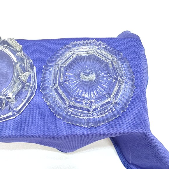 L.E. Smith Trinket Powder Box Pressed Glass Octagonal Design Clear Glass Vintage - Picture 8 of 13